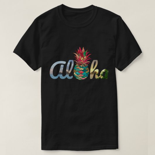 Aloha Tropical Pineapple Beach Design Tシャツ (デザイン正面)