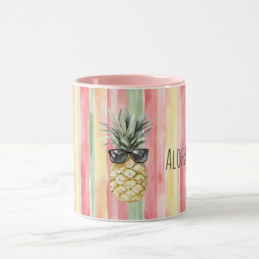 Aloha Tropical Pink Mint Yellow Green Pineapple マグカップ (中央)