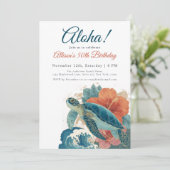 Aloha Tropical Sea Turtle Hawaiian Luau Birthday 招待状 (スタンド正面)