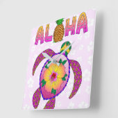 Aloha Tropical Turtle スクエア壁時計 (傾斜)