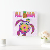 Aloha Tropical Turtle スクエア壁時計 (ホーム)