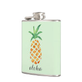 Aloha Tropical Watercolor Pineapple Personalized フラスク (左)