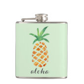 Aloha Tropical Watercolor Pineapple Personalized フラスク (正面)