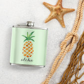 Aloha Tropical Watercolor Pineapple Personalized フラスク
