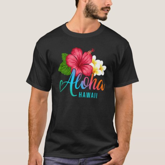 Aloha Vacation With Hawaiian Tropical Hibiscus Flo Tシャツ (正面)