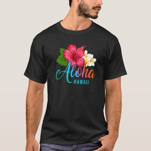 Aloha Vacation With Hawaiian Tropical Hibiscus Flo Tシャツ (正面)