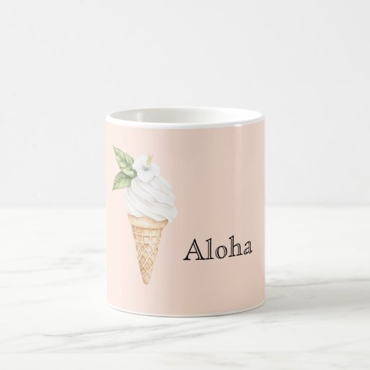 Aloha Vanilla Ice Cream Cone Hibiscus Flower コーヒーマグカップ (中央)