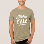 Aloha Y'all Funny Hawaii Texas White on Dark トライブレンドTシャツ (正面)