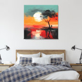 Alone by the Lake – Solitude at Sunset キャンバスプリント (インサイチュ (寝室))