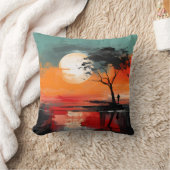 Alone by the Lake – Solitude at Sunset クッション (ブランケット)