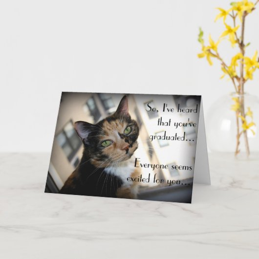 Aloof Catの卒業が嬉しい カード (黄色い花)