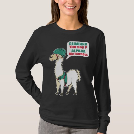 Alpaca Climbing Mountain Climber And Alpaca Fan Tシャツ (正面)