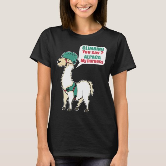 Alpaca Climbing Mountain Climber And Alpaca Fan Tシャツ (正面)
