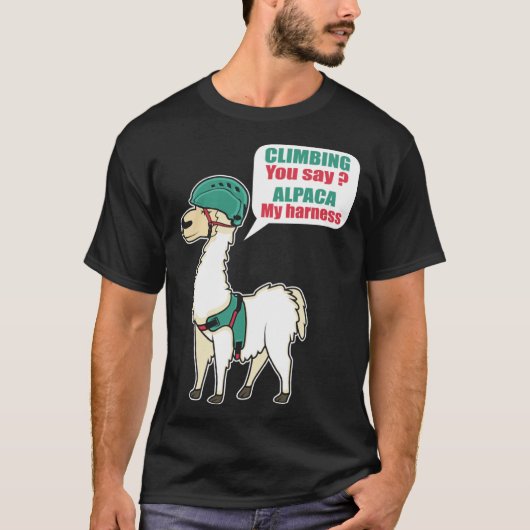 Alpaca Climbing Mountain Climber And Alpaca Fan Tシャツ (正面)