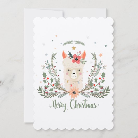 Alpaca Llamaクリスマスススススカンジナビアカード 招待状 (正面)