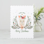 Alpaca Llamaクリスマスススススカンジナビアカード 招待状 (スタンド正面)