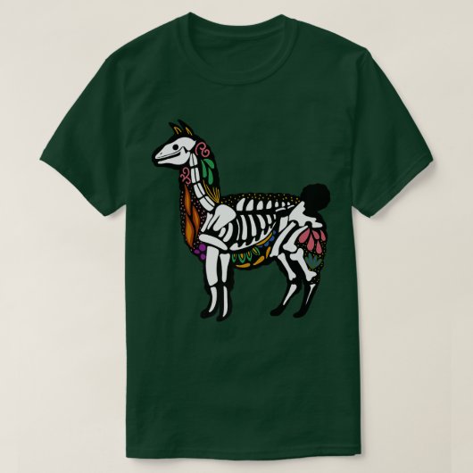 Alpaca Llamaスケルトン、ハロウィーン Tシャツ (デザイン正面)