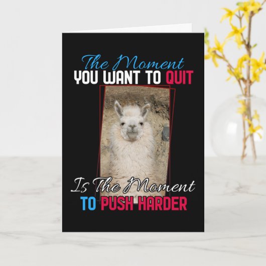 Alpaca Llama – より強くプッシュ勇気付けられる カード (黄色い花)