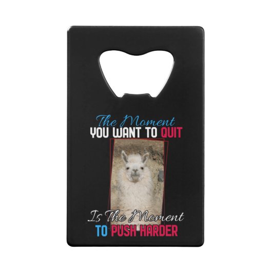 Alpaca Llama – より強くプッシュ勇気付けられる クレジットカード栓抜き (正面)