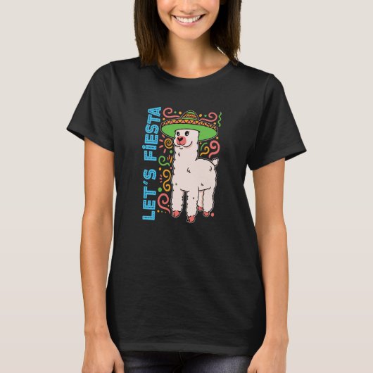 alpaca llama animal mexico cinco de mayo let's fie tシャツ (正面)