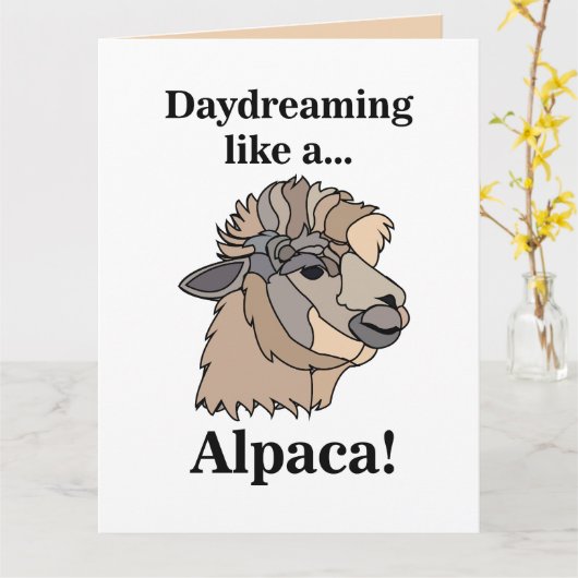 Alpaca Llama Funny  カード (黄色い花)