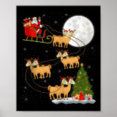 Alpaca Llama Santa Sleigh Flying Funny Magical Chr ポスター (正面)