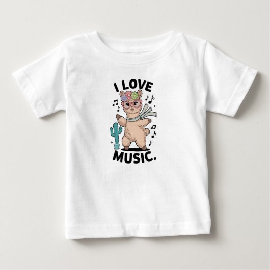 Alpaca love music ベビーTシャツ (正面)