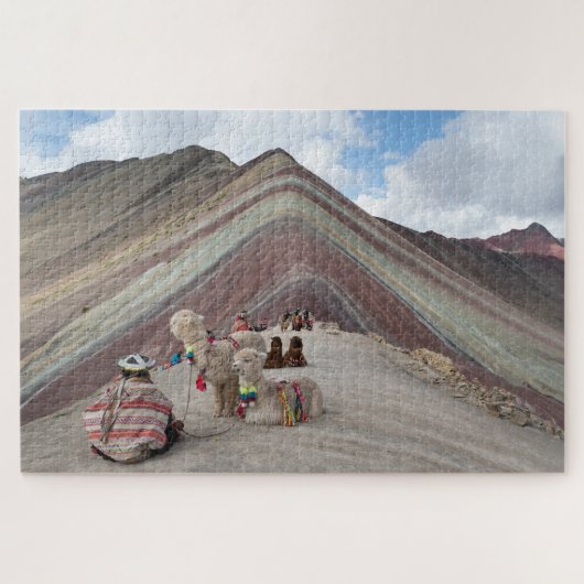 Alpaca on rainbow mountain, Peru ジグソーパズル (横)