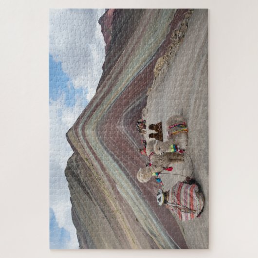 Alpaca on rainbow mountain, Peru ジグソーパズル (縦)