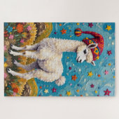 Alpaca Peruvian Christmas Tassel Hat ジグソーパズル (横)