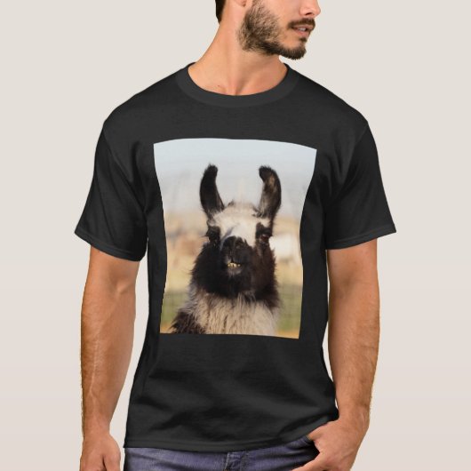 Alpaca Showing Off Cute and  Face Animal Tシャツ (正面)