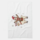 Alpaca Sloth Christmas (1) キッチンタオル (縦)