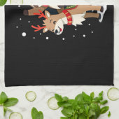 Alpaca Sloth Christmas (2) キッチンタオル (折り畳み)