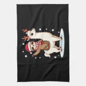 Alpaca Sloth Christmas (3) キッチンタオル (縦)