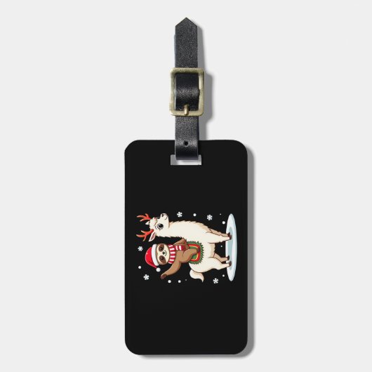 Alpaca Sloth Christmas (3) ラゲッジタグ (正面縦)