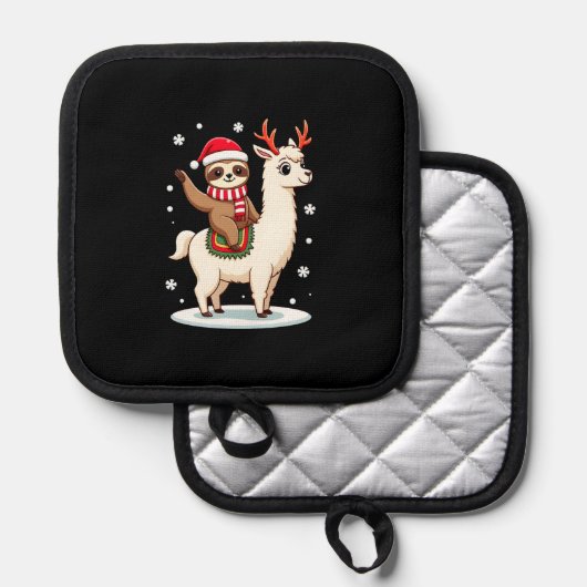 Alpaca Sloth Christmas (3) 鍋敷き (正面/裏面)