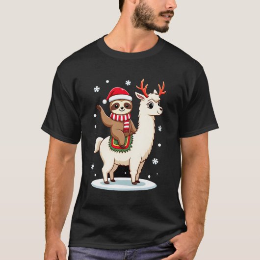 Alpaca Sloth Christmas (3) Tシャツ (正面)