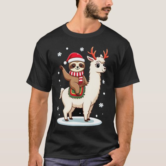 Alpaca Sloth Christmas (3) Tシャツ (正面)