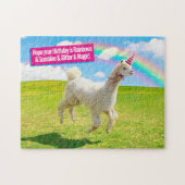 Alpaca Unicorn Under Rainbow Sky ジグソーパズル (横)