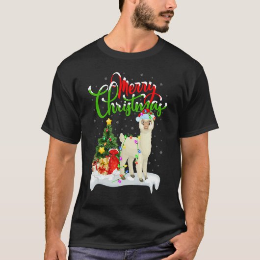 Alpaca   Xmas Decorations Santa Alpaca Christmas Tシャツ (正面)
