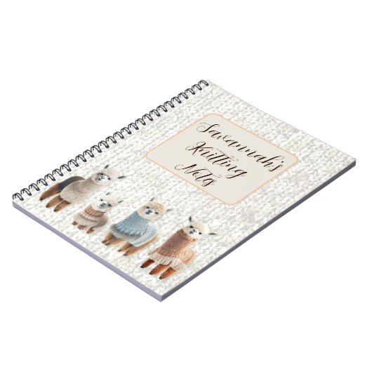 Alpacas in Sweaters Personalized Knitting ノートブック (左側)