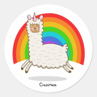 Alpacorn Rainbow ラウンドシール