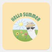 Alpaka-Party Hello Summer Alpaca partytime スクエアシール (正面)