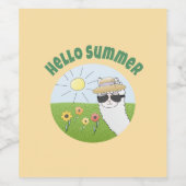 Alpaka-Party Hello Summer Alpaca partytime ワインラベル (シングルラベル)