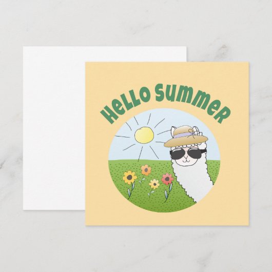 Alpaka-Party Hello Summer Alpaca partytime 招待状 (正面/裏面)