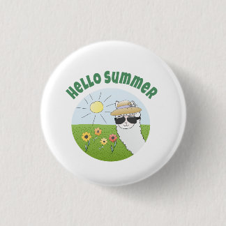 Alpaka-Party Hello Summer Alpaca partytime 缶バッジ