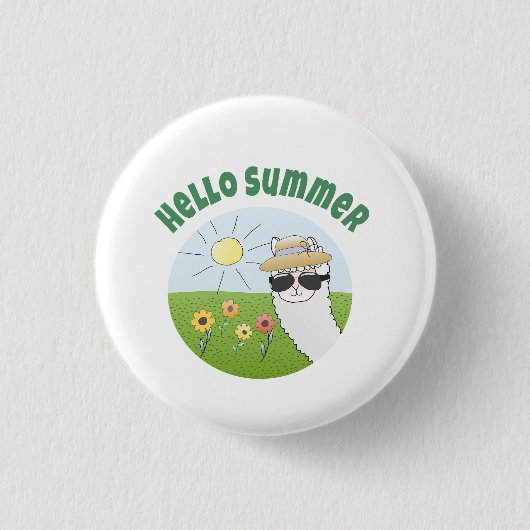 Alpaka-Party Hello Summer Alpaca partytime 缶バッジ (正面)