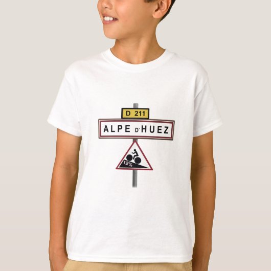 Alpeのd'huezの交通標識の勾配のサイクリングのワイシャツ Tシャツ (正面)