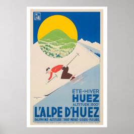 Alpe d'Huez France Vintage Ski Poster ポスター