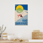 Alpe d'Huez France Vintage Ski Poster ポスター (キッチン)